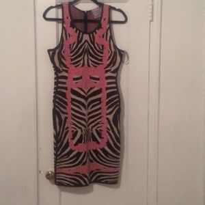 Herve Leger Behati Chain Detail Zebra Print Dress